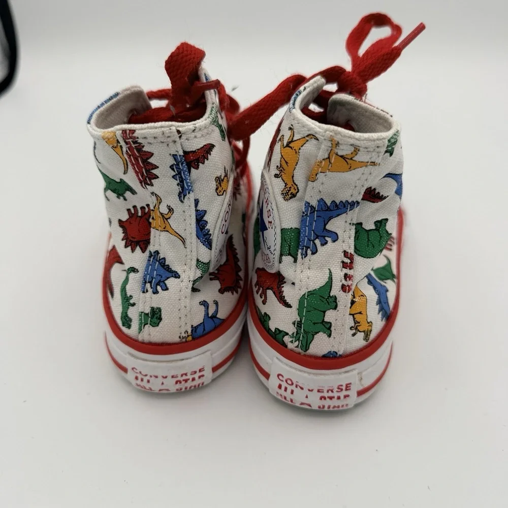 Converse Chuck Taylor All Star Kids 11 Dino High Top Sneakers Red Laces